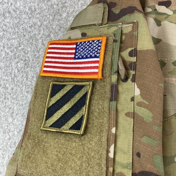 US Army Combat uniform BDU Field Shirt Coat Camo Medium XLong Ranger Patches - Picture 3 of 15